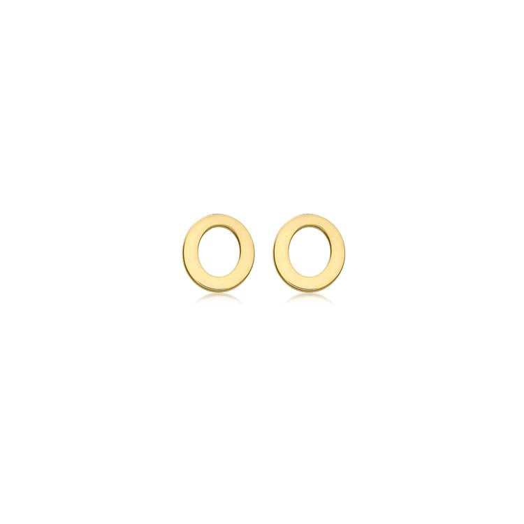 9ct Yellow Gold Mini Initial 'O' Stud Earrings