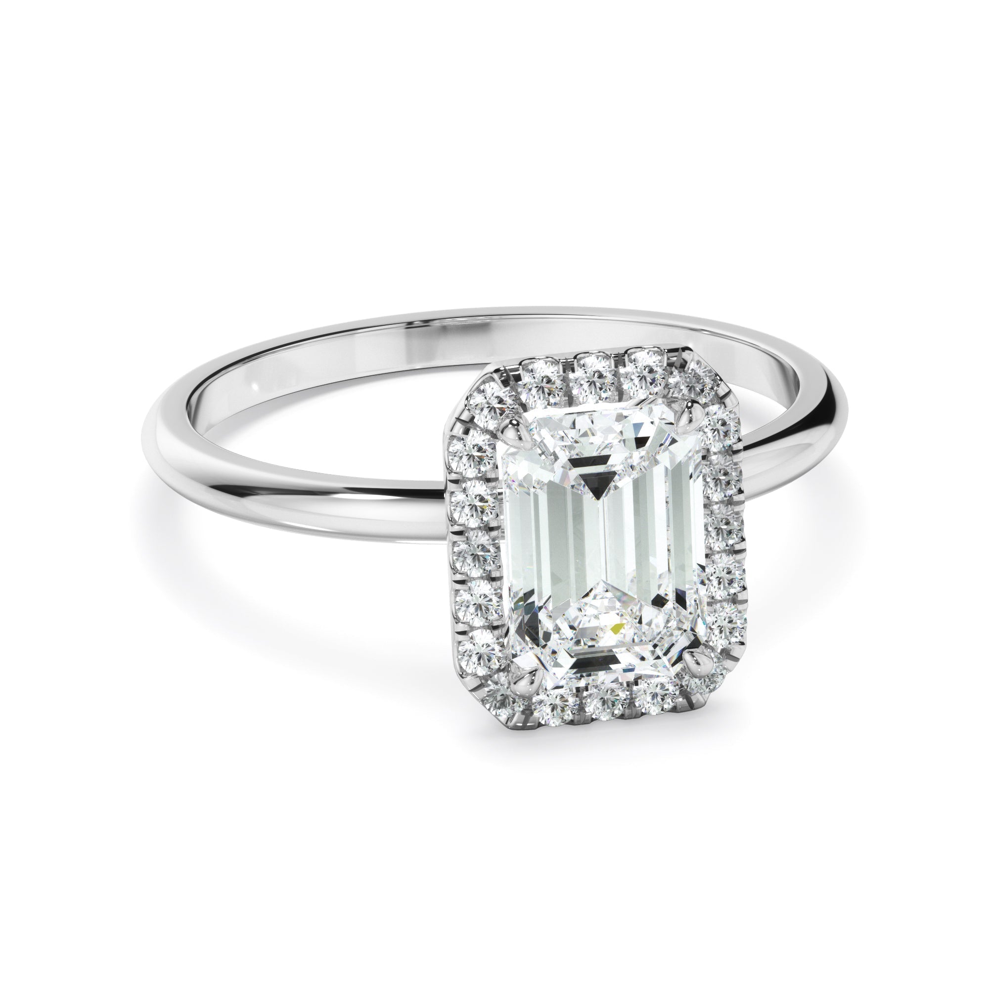 Emerald Cut Diamond Halo Engagement Ring